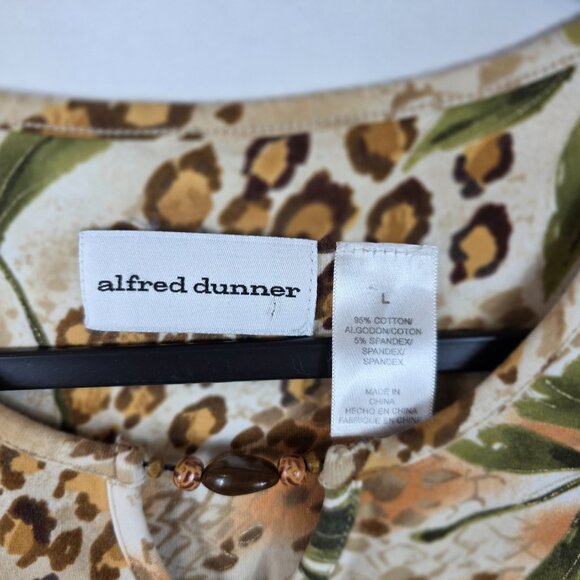 Alfred Dunner Top Tee Blue Women's Size Large Brown & Green Animal/Jungle Print - Picture 8 of 11